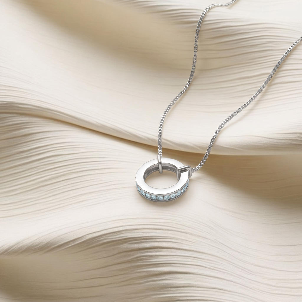 Circle of Love-March Birthstone Family Engraving Necklace