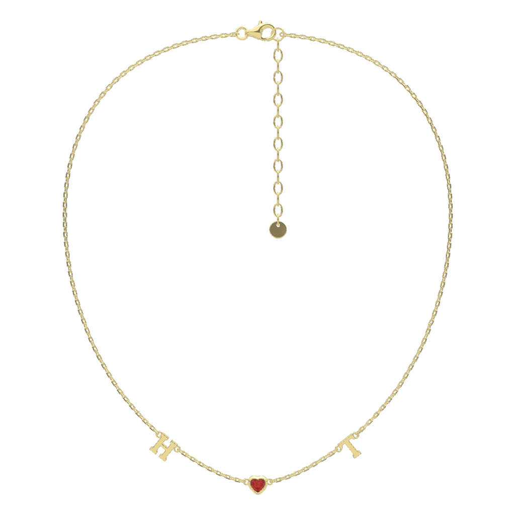 18K Gold Plated Birth stone Heart Link Necklace