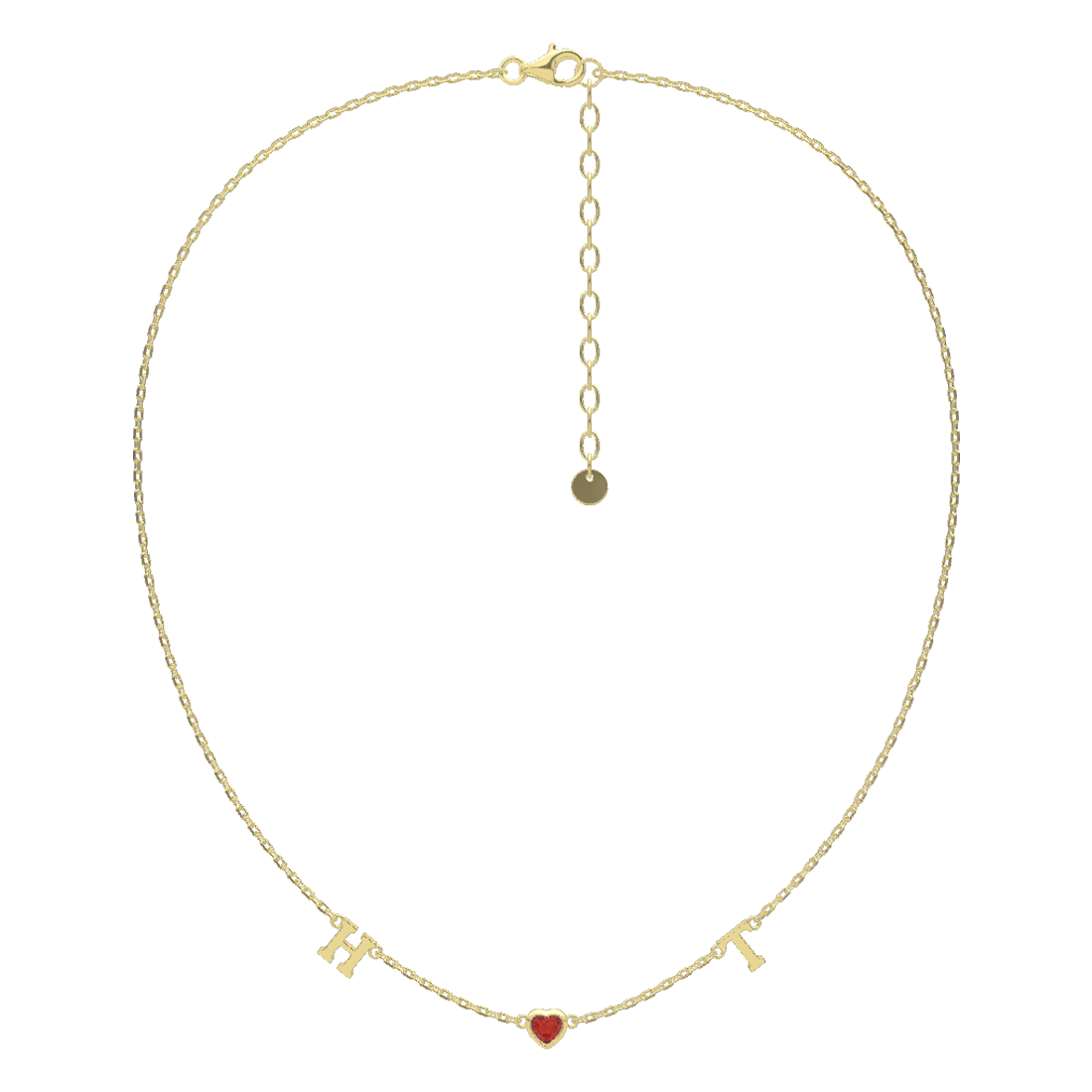 18K Gold Plated Birth stone Heart Link Necklace