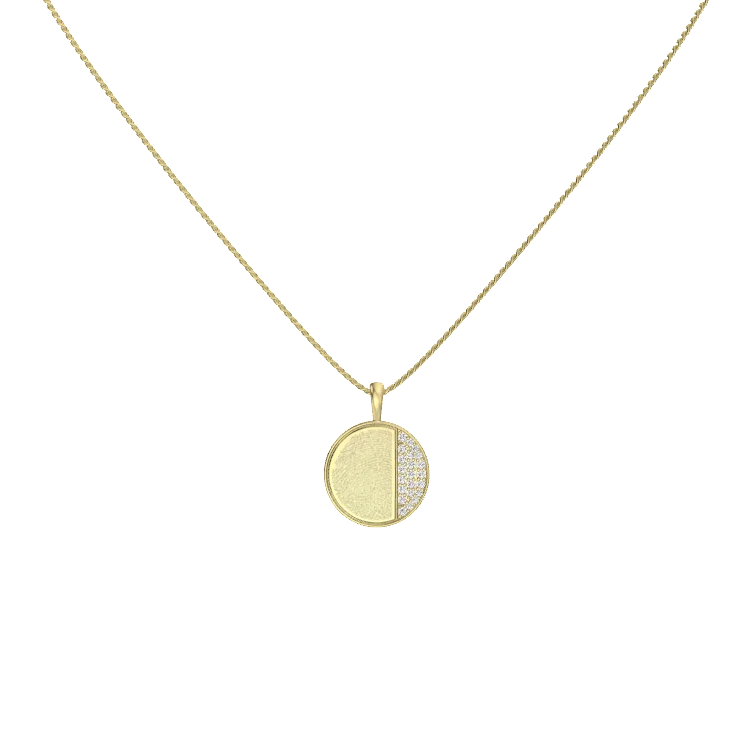 Gold Plated Plain-Edge Round Necklace