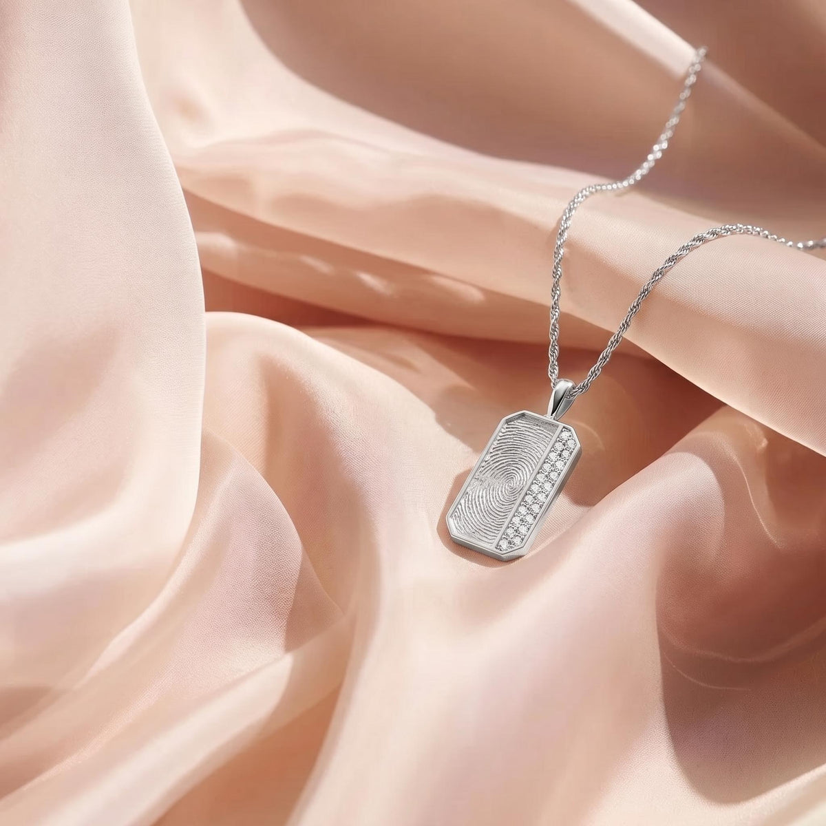 Rhodium Plated Plain-Edge Octagon Necklace SN045BRF