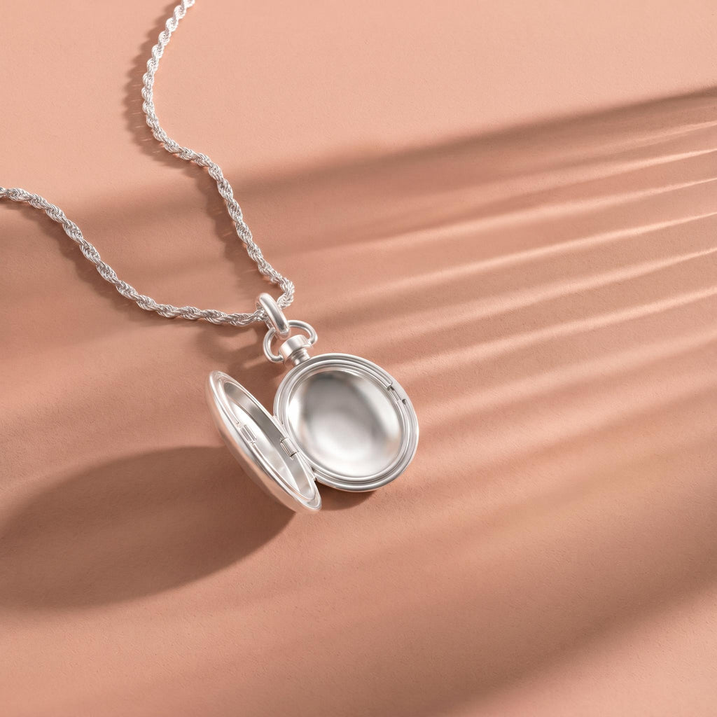 Rhodium Plated Luna Oval Whisper Locket SN011