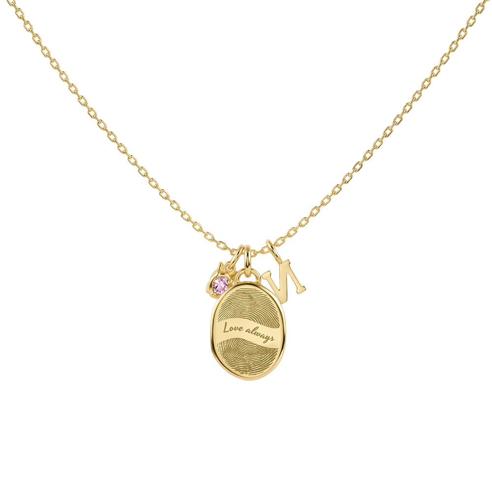 Birth Stone, Birth flower & Initial Necklace