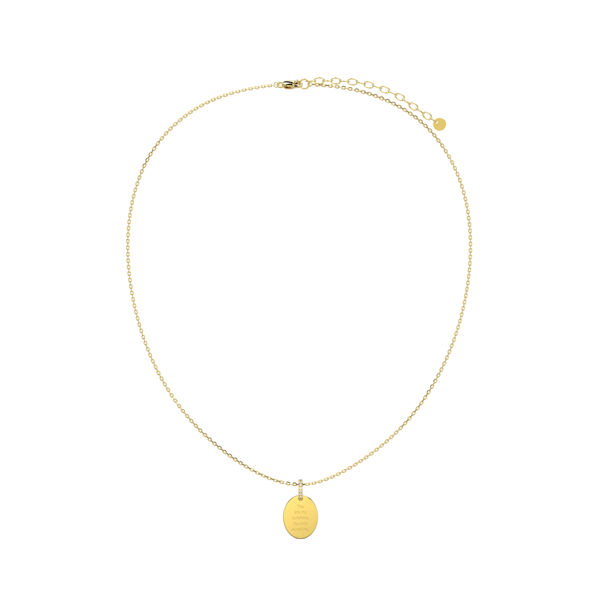 18K Gold Plated Silver Oval Engravable Necklace