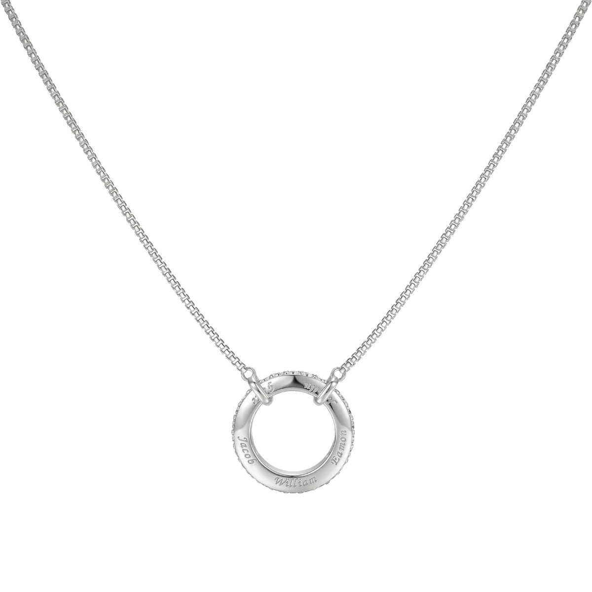 Circle of Love-March Birthstone Family Engraving Necklace