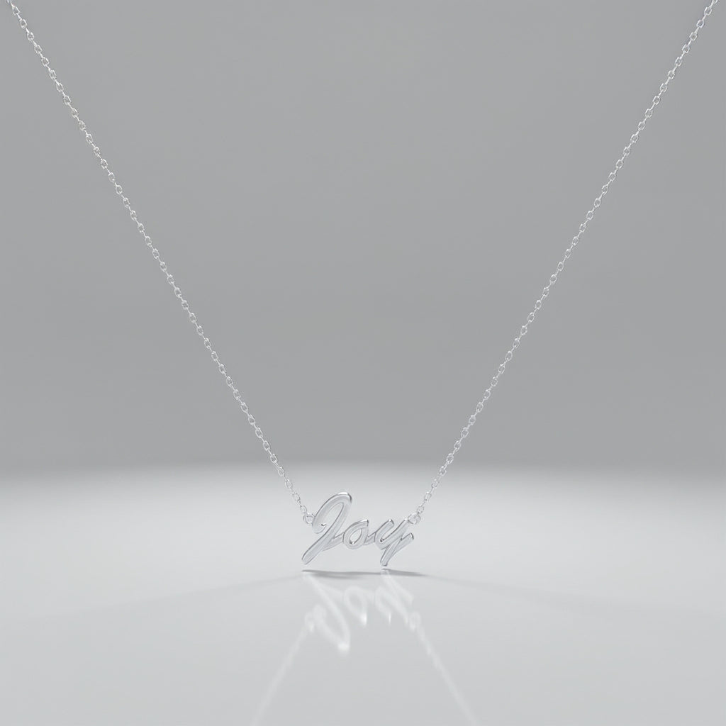 Rhodium Plated Classic Name Necklace