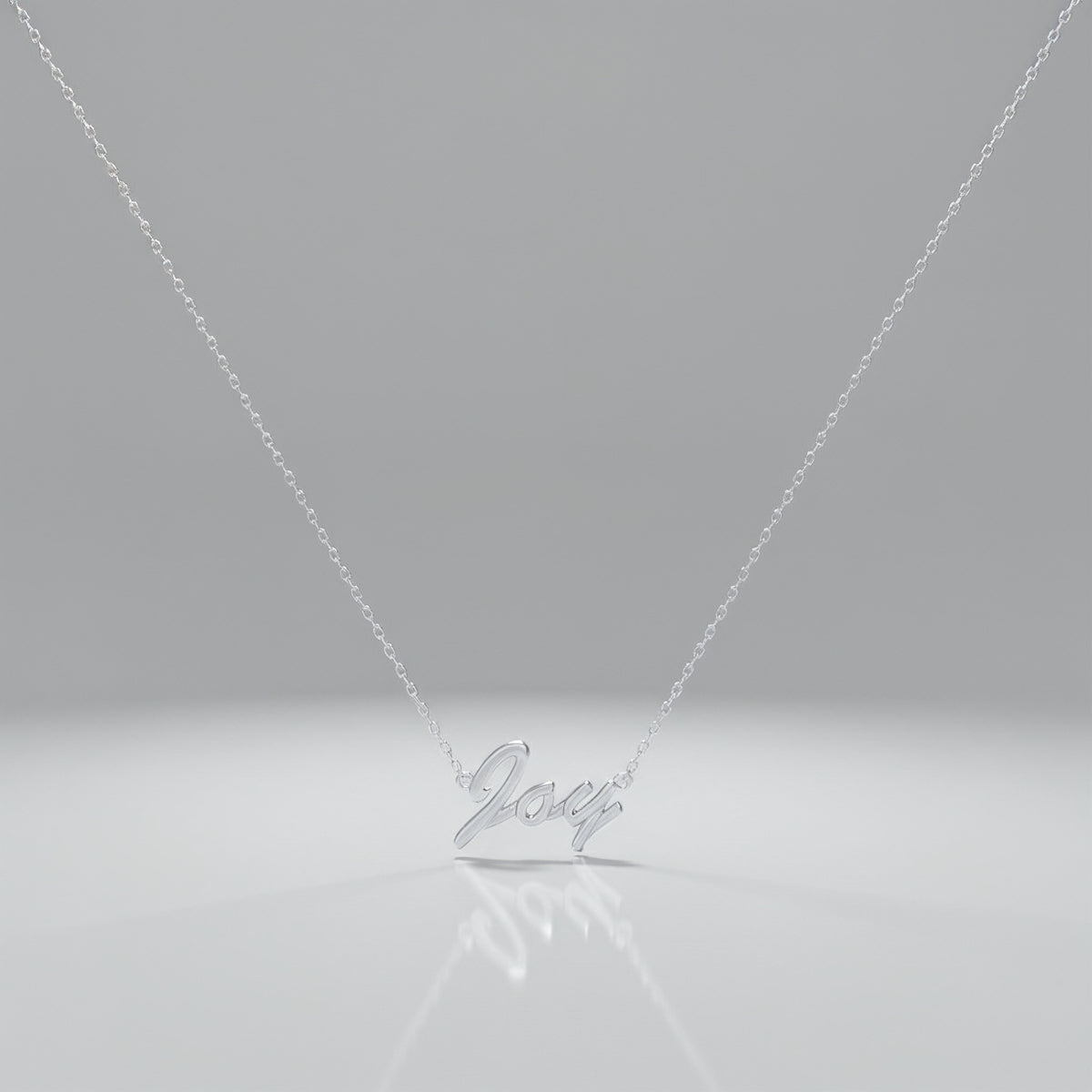 Rhodium Plated Classic Name Necklace