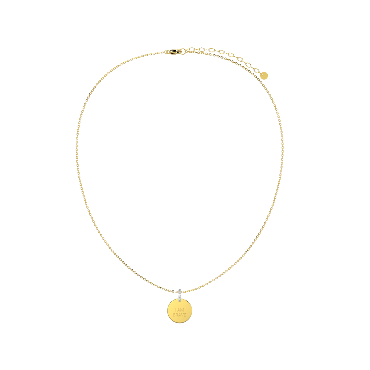 18K Gold Plated Silver Round Engravable Necklace SS25N001R