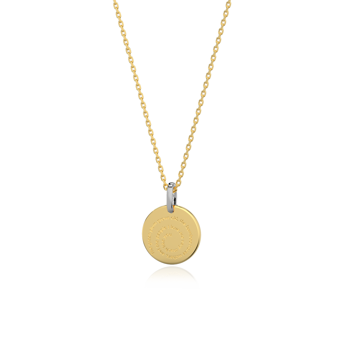 18K Gold Plated Silver Round Engravable Necklace SS25N001R