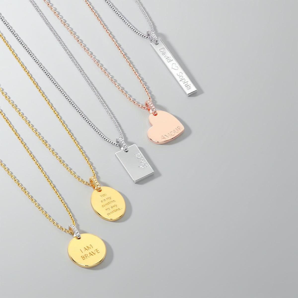 18K Gold Plated Silver Oval Engravable Necklace