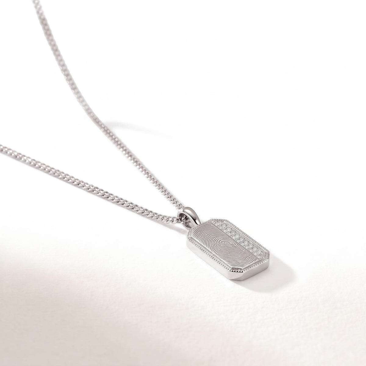 Rhodium Plated Plain-Edge Octagon Necklace SN045BRF