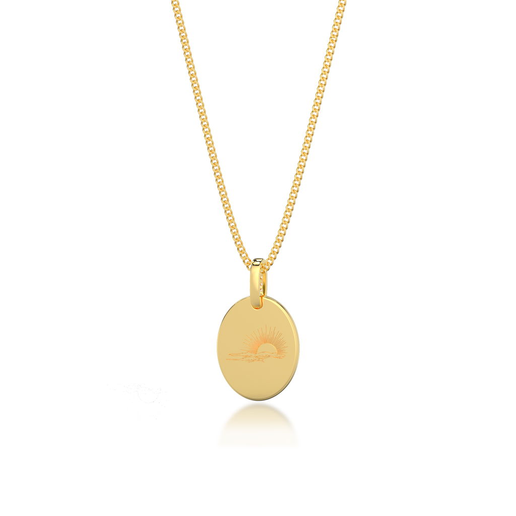 18K Gold Plated Silver Oval Engravable Necklace