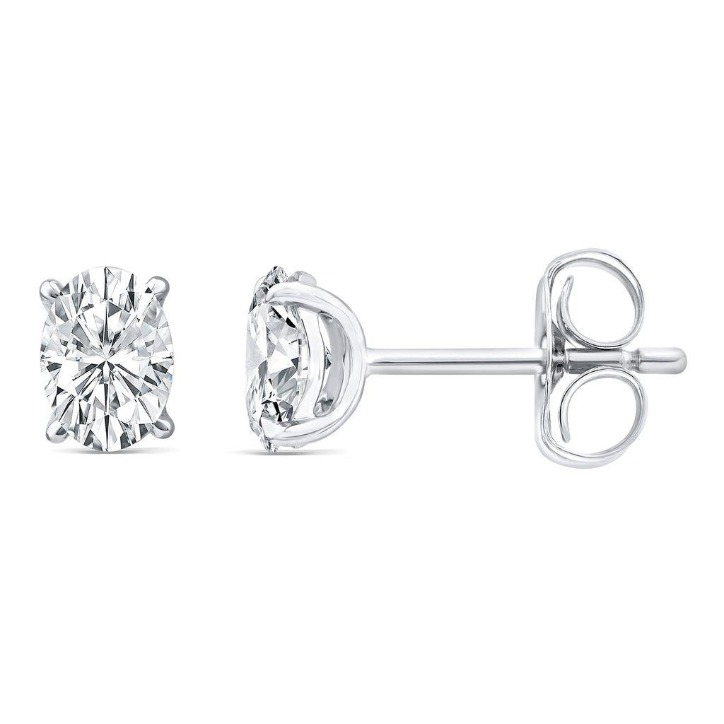 Oval Lab Diamond Studs =.1.00ct in 9k White gold