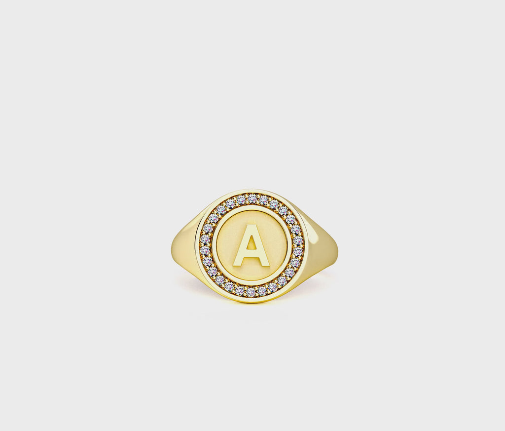 18K Gold Plated Silver Monogram Initial Ring
