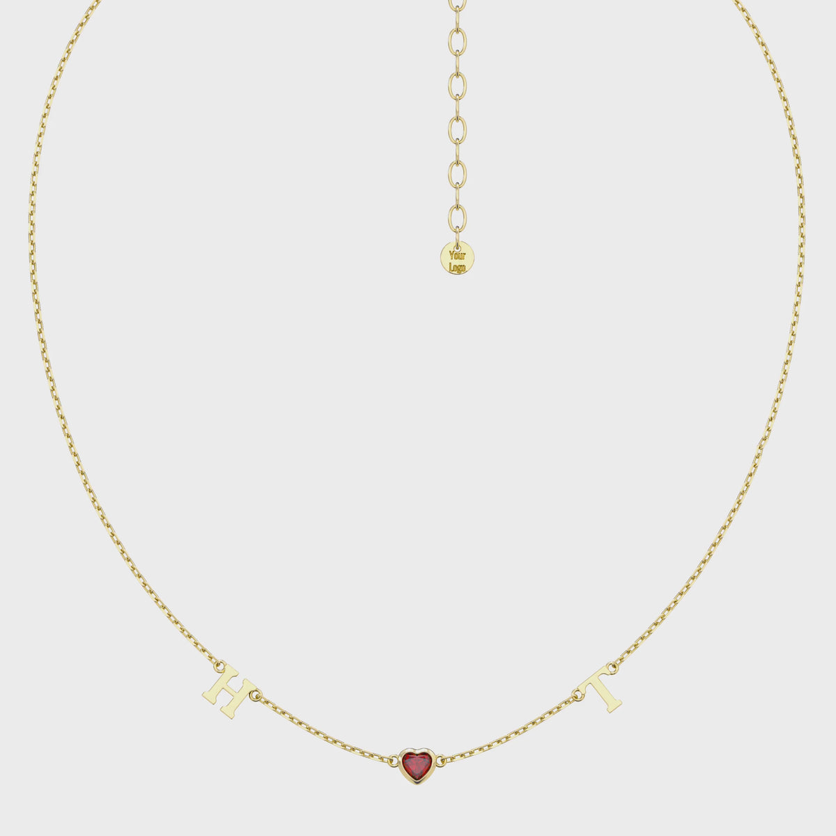 18K Gold Plated Birth stone Heart Link Necklace